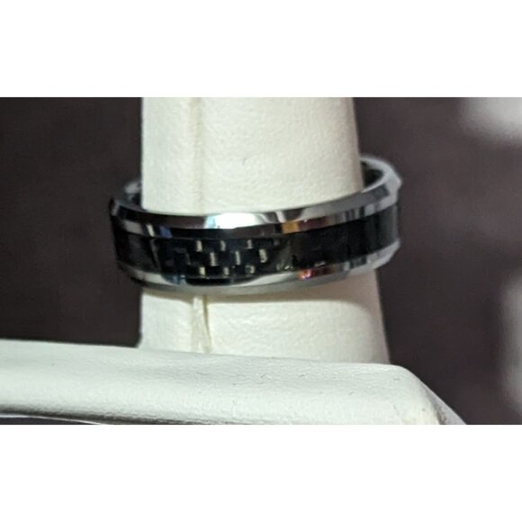 JSFG Tungsten Carbide Fiber Inlay Men's Wedding Ring 6mm Size 9 - Picture 10 of 13